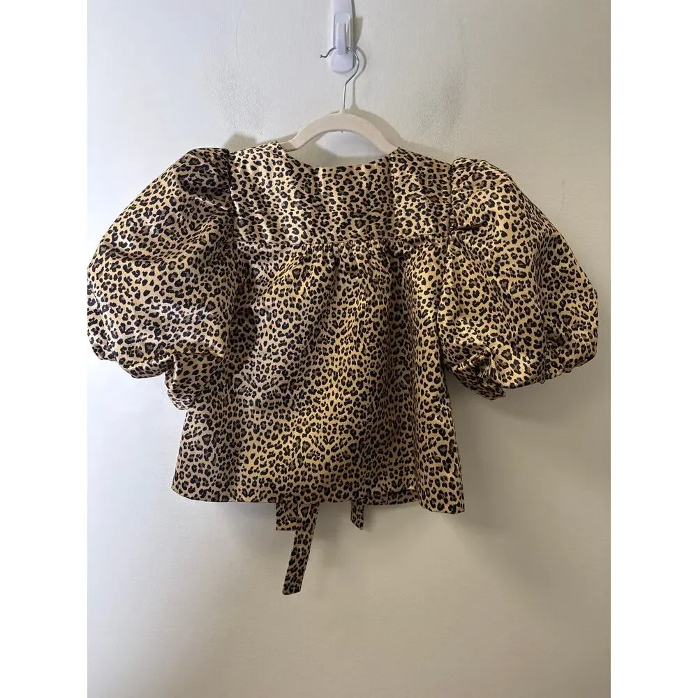 English Factory Cheetah Tie Front Top Sz XS - Picture 3 of 3
